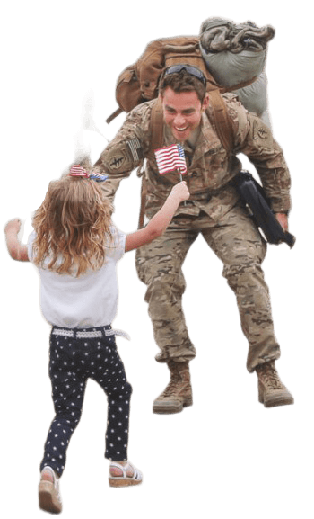 Soldier dad and daughter reunite