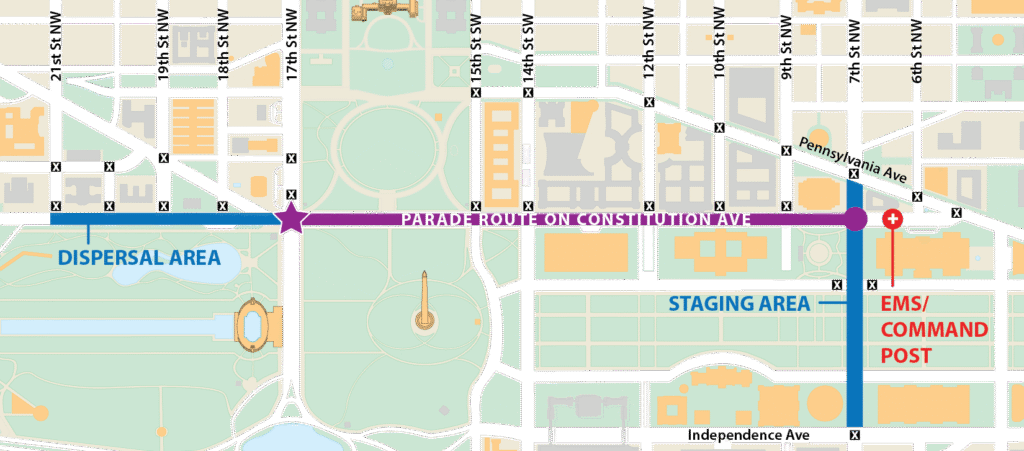National Veterans Parade Route Map